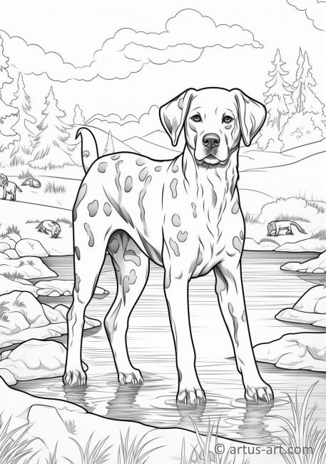 Pagina de colorat cu câinele Dalmatian pentru copii